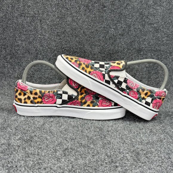 Vans Checkerboard Rose Cheetah Print Slip On Shoe Womens Size 7.5 Retro Athletic - Picture 7 of 11